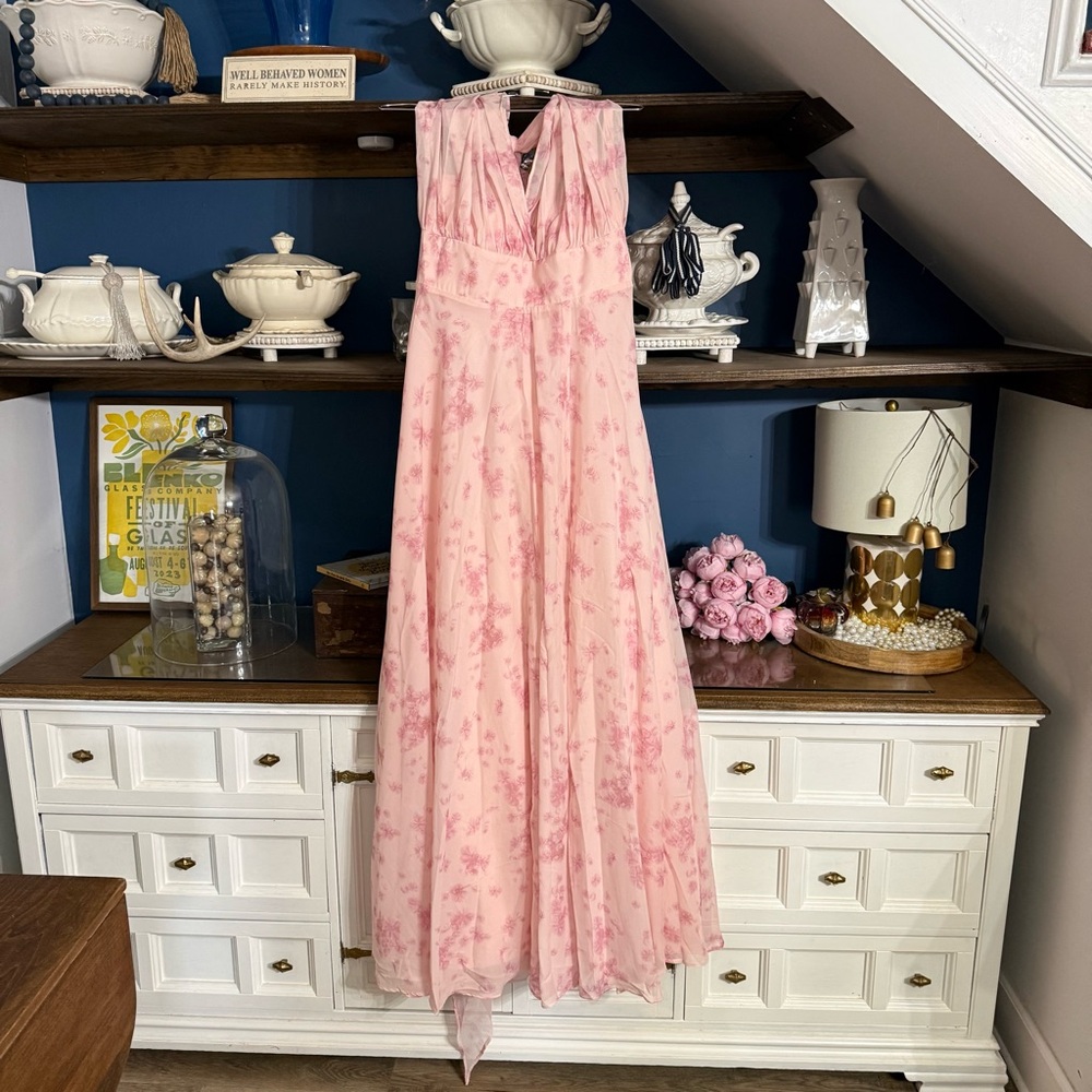 Elegant Pink Floral Maxi Dress for Women